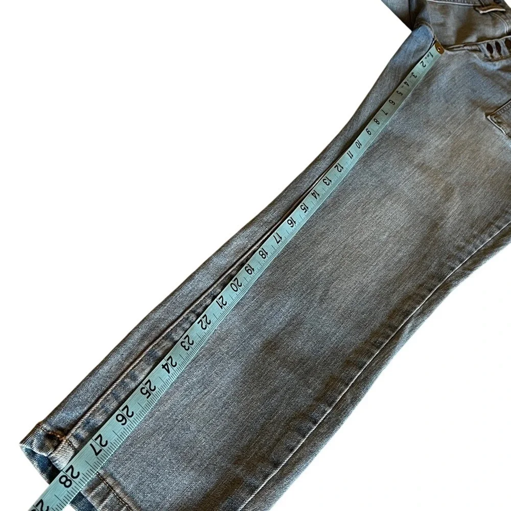 Mossimo Mid Rise Skinny Jeans Womens 31 Light Wash Button Fly‎ Patch Pocket Blue